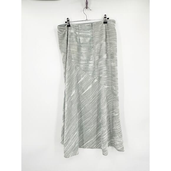 VINCE Ruched Velvet Paneled Skirt In Pale Sea Glass 10 - Picture 3 of 7